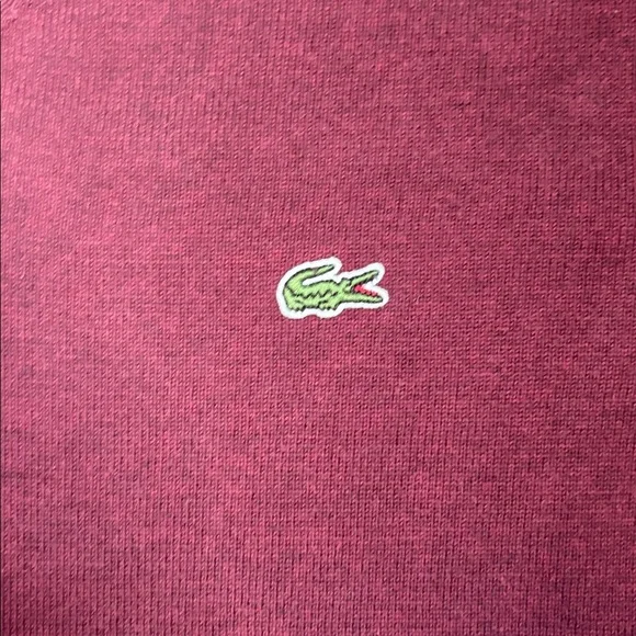 Lacoste Men's Burgundy V-Neck Sweater - Picture 4 of 5